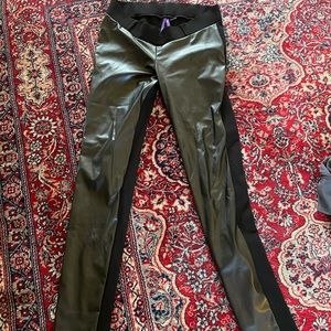 Seraphine Faux Leather Panel Maternity Leggings